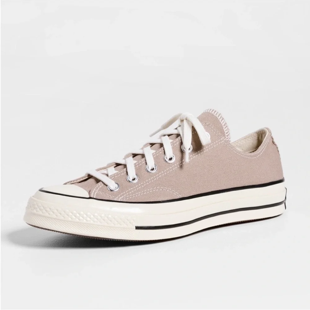 Converse Men's Low-Top Sneakers in Light Taupe and White - Picture 1 of 14